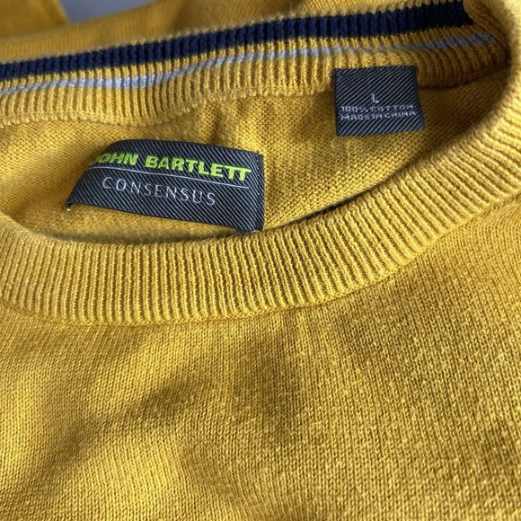 Vintage John Bartlett Consensus Sweater Men's Sz Lg Dk Yellow "inside out hems" - Picture 5 of 6